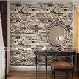 QIHANG Three-dimensional Wallpaper Brick Wall Wallpaper 3D Textured Bricks Gray Color [並行輸入品]