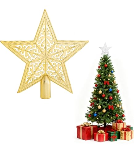 Amazon.co.jp: グリッタークリスマスツリートップ スター H15cm