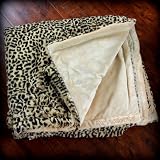 ファーアクセント60 " x70 " Plush MinkyファーThrow Blanket / Plush Fauxファー/ Baby Leopard Printラムスキンシープスキンコレクション/
