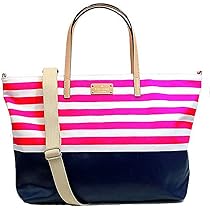 kate spade ピンクストライプトートバッグ マンハッタン ストライプ ラージ トート | トートバッグ