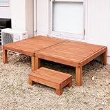 ウッドデッキ キット ユニット式デッキ縁台 ステップ(踏み台)付セット 120cm×180cm(デッキ2台) JYUDST-1218STP