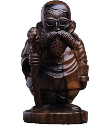 Amazon.co.jp: 木彫り 置物 木製 彫刻 【亀仙人】天然木材