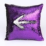 Doinshopファッションスパンコールマーメイド枕カバーDIYダブルカラーGlitter Magical Color Changing枕カバーカフェホーム装飾クッションカバー 16X16 inch 