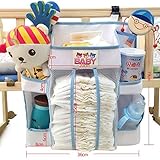 ベビーベッド 収納 可愛い 小物入れ おもちゃ収納袋 お風呂収納袋 吊り袋 36*39cm 子供部屋収納 hibote ホワイト