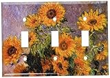 Art Plates - Monet: Sunflowers Switch Plate - Triple Toggle [並行輸入品]
