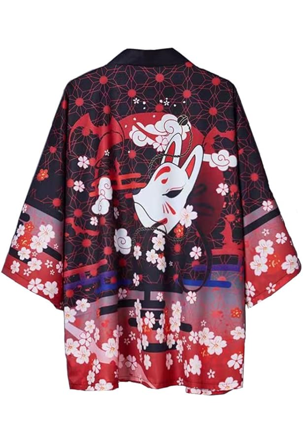 Amazon.co.jp: 桜 狐 お面 法被 きつね 夏祭り 夏恋 寺 神社 羽織り