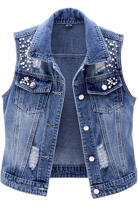 Sleeveless Denim Jacket Cropped 