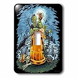 3droseダーク, Food and Drink、面白い、漫画、図 – ゾンビSitting in a Bigビールガラスの中央の墓地A at night – 照明スイッチカバー – シングルトグル