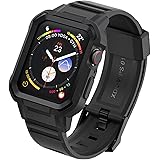[LVFAN] コンパチブル Apple Watch バンド 42mm 44mm 45mm 一体型 ケース付き アップルウォッチ用 バンド スポーツ バンド TPU ミリタリー保護 エッジ保護 耐衝撃 傷防止 Apple Watch シリーズ 8 7