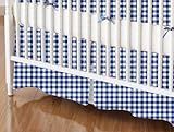 SheetWorld - Crib Skirt (28 x 52) - Primary Navy Gingham Woven - Made In USA by sheetworld