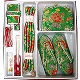 七五三 総柄はこせこセット 3サイズ6色/M(5歳用18cm) 緑