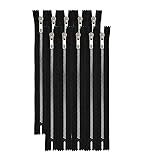 樹脂ジッパー,10本セット, 20cm / 60cm,シルバー,ゴールド,樹脂製ファスナー, 衣類・バッグ用, ゴールドプルタブ付き ファスナー DIY ハンドメイド (シルバー 20cm)