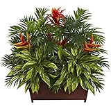 Nearly Natural 6833 Tropical Garden with Wood Planter [並行輸入品]
