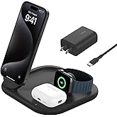 【Amazon.co.jp限定】 Belkin 3-in-1 折りたたみ式充電パッド Qi2公式認証/MagSafe対応 iPhone 16～12/スマホ(15W高速)ワイヤレスイヤホン(5W) Apple Watch 9～7/Ultra/Ultra