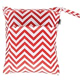 Damero Cute Travel Baby Wet and Dry Cloth Diaper Organizer Bag (Medium, Red Chevron) by Damero