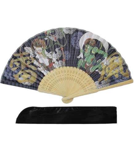 鴉 Amazon.co.jp: 西田(Nishida) 扇子 黒 6寸 扇 風神雷神 化粧箱入