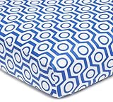 American Baby Company 100% Cotton Percale Fitted Crib Sheet, Royal Hexagon by American Baby Company 