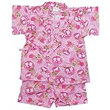 《盛夏 甚平》(ジンベイ) 日本製ベビー女児 リップル生地うさぎと花甚平スーツ 90cm/PK NO.OG-75572