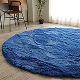 サヤンサヤン ふわふわ 洗える シャギーラグ 円形 エクセレントムーティーⅡ 直径 140 コバルト