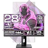 28インチ ゲーミングモニター HDMI2.1対応 4K モニター DP1.4/144Hz/MPRT対応 Free-Sync VRR フリッカーフリー ブルーライトカット ノングレア ベゼルレスフレーム 壁掛け対応