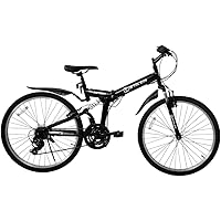 折りたたみ マウンテンバイク 自転車 シマノ21段変速 26インチ 折りたたみ自転車 前後サスペンション 前後フェンダー メーカー保証1年