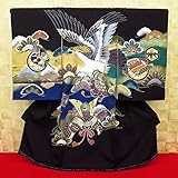 【飛翔鷹・兜・吉祥松・黒】 男児　初着　祝着 のしめ 産着 男の子のお宮参り着物 高級 フードセットプレゼント付