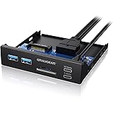 GRAUGEAR 10Gbps USB3.2 Gen2 Type-C 3.5インチベイ カードリーダー 内蔵型メモリカードリーダー/ライター 多機能PCマルチフロントパネルに搭載、6ポート USB-C ハブ、SD/MicroSDカードリーダー、USB