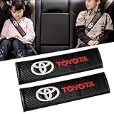 Qingtech シートベルトカバー Toyota トヨタの、カーボンファイバーカーシートベルトショルダーストラップパッド（2パック）