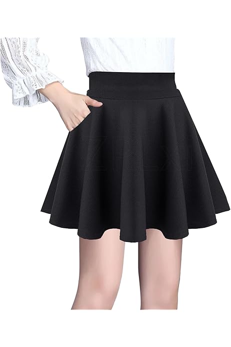 White Skirt Plus Size Skater Skirt For Women High Waisted Flared