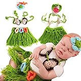 ハワイアン ＆ ニット 撮影セット 0～3ヵ月用〈Lollypops!!!オリジナル〉≪ 新生児 フォト ニューボーン フォト Newborn スタジオ 撮影 小物 衣装 ≫(レッドフラワー,0-3カ
