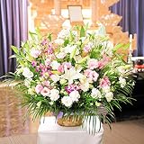 供花アレンジメント（洋花）　2色指定（ピンク系）　1.5万円コース　【電報・弔電付き】　＜お供え花のアレンジメントフラワー　お悔やみ花のかご花＞【お届け日指定ＯＫ】