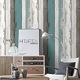 HaokHome H006 木製パネルステッカー壁紙ダークブルー/ブラック/クリーム家具 かんたん貼付シールタイプ 家の装飾 60cmx6m