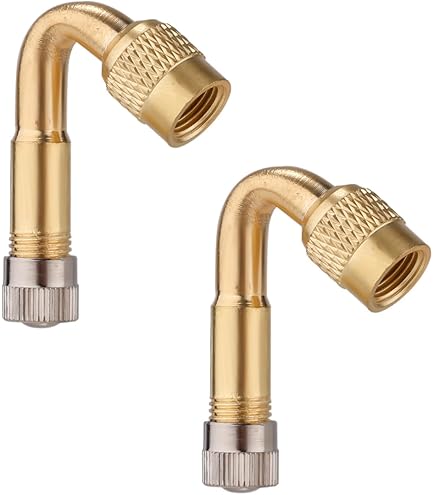 4-Pack Tire Valve Extension, 90 Degree Schrader Tire Valve Stem Extension Brass Adaptor Compatible Passenger Cars Stroller Bicycles Motorcycles Traile
