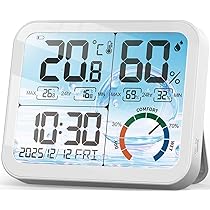 Amazon.co.jp: VOCOO 温湿度計時計 14.7cm大型 LCD ディスプレイ 高