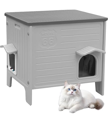未使用）断熱キャットハウス 耐候性プラスチック 外飼い 犬小屋 Amazon | 断熱キャットハウス 屋外用 耐候性プラスチック製 猫小屋