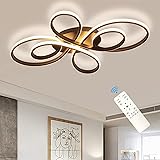LEDシーリングライト リモコン付き 無段階調光調色 常夜灯 タイミング機能 照明器具 天井/間接照明 おしゃれ 北欧 8畳 和室 ダイニング リビング 居間/寝室用 72W (コーヒー色,80*50*8.5CM)