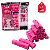 12本 巻きカーラー 手巻きカーラー 前髪 カーラー ヘアカーラー 寝ながらソフトマジックカーラー 髪に無害 スポンジカーラー前髪カーラー diyヘアスタイル 使用簡単(ピンク・12P)