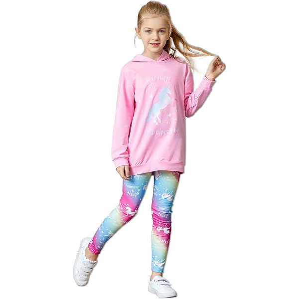 Super Cute Unicorn Hoodie & Jogger Set For Girls 6-11 Years - Winter Outfit