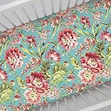 Carousel Designs Coral and Teal Floral Crib Sheet by Carousel Designs