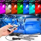車テープライト,EJ's SUPER CAR LED RGB 車内装飾用 高輝度 フットランプ 足下照明 防水 全8色に切替 リモコン付き
