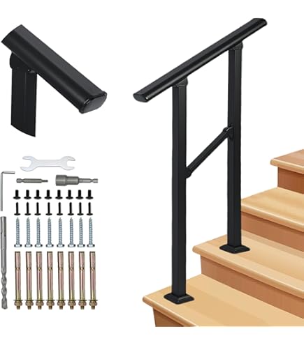 Amazon.co.jp: 屋内および屋外の階段用手すり手すりウッド、金属製錬