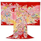 お宮参り 着物 女の子 初着 産着 正絹 まり 毬 吉祥熨斗 赤 女児 祝着 一つ身 掛け着 着物タウン 3370-00929