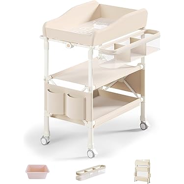 美品ホワイト ベビーラック 収納ポケット付きおむつ交換台 美品ホワイト ベビーラック 収納ポケット付きおむつ交換台