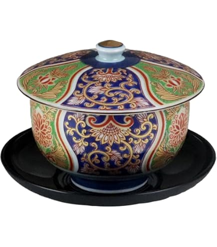 Amazon.co.jp: 彩窯青華古伊万里急須茶托付き蓋付き湯呑み5客