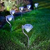【Pure White】LED ソーラー ガーデン ライト セット おしゃれ 上品 綺麗 ダイヤモンド型 防水ガーデンライト ソーラー LED おしゃれ ダイヤモンド型 本 ソーラ式充電 昼間 自動充