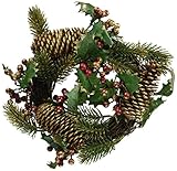 asca クリスマス 飾り ホーリー&パインコーンリース AX67730-000