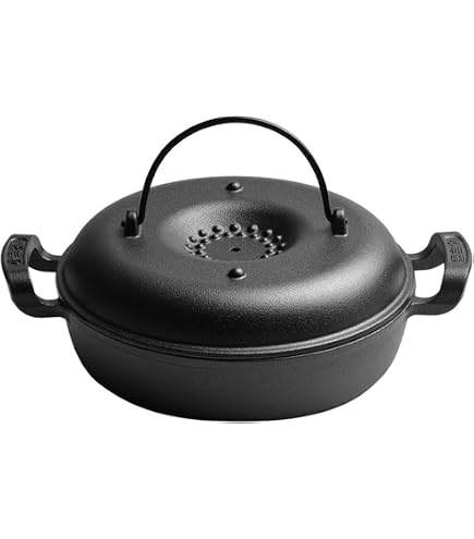 Amazon｜焼き芋鍋、両手鍋、石焼き鍋、多機能鋳鉄鍋、蓋付き焼き鍋、防