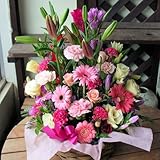 季節のお花おまかせアレンジメントA(ピンク系)「誕生日」「お祝い」「花の産地千葉県館山から」