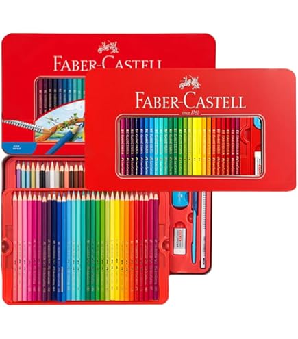 Amazon | ファーバーカステル(Faber-Castell) 色鉛筆 水彩 60色 赤缶