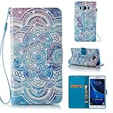 Jansuke Samsung Galaxy J5 (2016 Model) J510 ケース カバー バンパー 手帳型 3D 合皮 PU レザー ストラップ付き アートデザイン 色鮮やか 図柄 お洒